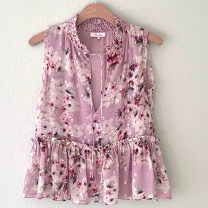 Parker Blurred Floral Silk BabyDoll Top in Pink Size XS *NWOT*